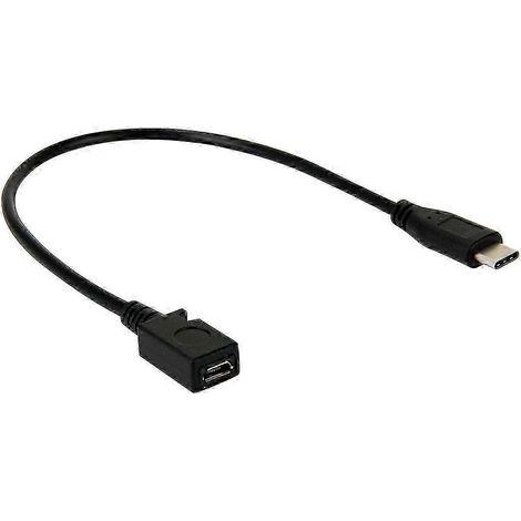 Adaptateur câble USB-C / Type-C 3.0 mâle vers mini USB femelle (2025), longueur : 29 cm (1/3)