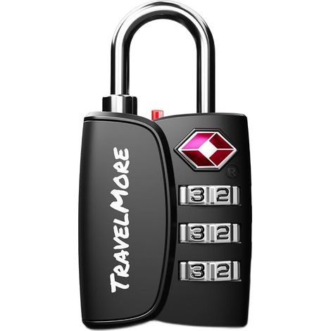 Cadenas TSA avec Indicateur d’Ouverture – pour Valise, Bagage Cabine, Sac à Dos – Acceptés pour les Voyages en Avion – Lot de 1, Noir (1/5)