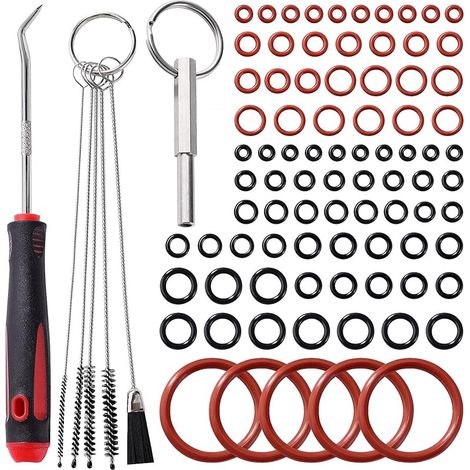 92 Pièces Kit de Joints Toriques Machines à Café, Soupape de Support O-rings Silicone, avec Clé à Tête Ovale Brosse de Nettoyage Pic et Crochet, Compatible avec Philips Saeco Spidem Gaggia (1/5)