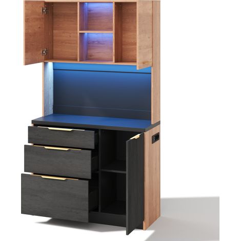 Küchenvorratsschrank 100 x 40 x 180 cm aus MDF mit LED und EU-Steckdose, MODENUIT (1/5)