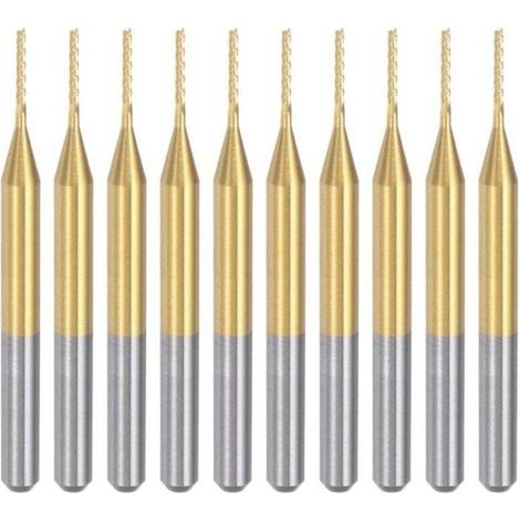 Fraises à graver en carbure de titane, 10 pièces, fraises CNC pour machine PCB, tige de 0,8 mm, revêtement en titane (1/4)