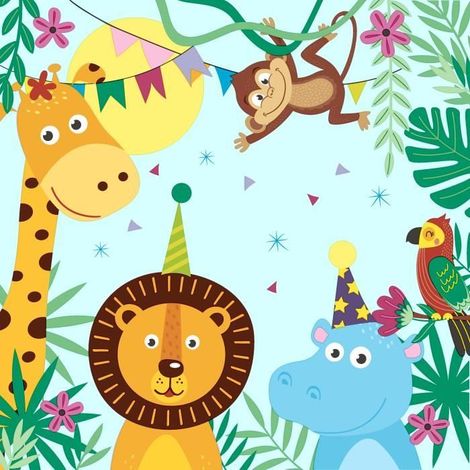Serviette en papier - Fête des animaux - Multicolore - 20 pièces - 33 cm x 33 cm - Idéal pour serviettage