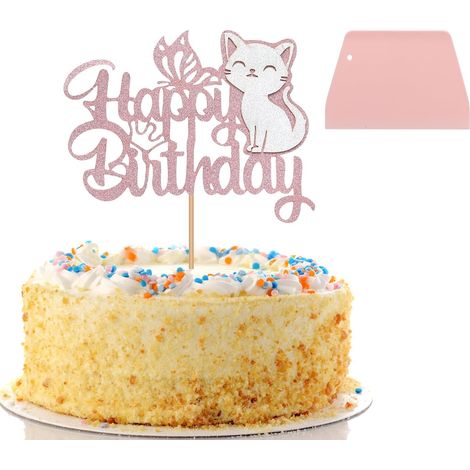 Décorations de Gâteau de Chat avec Racloir à Gâteau, Gateau Chat Deco Anniversaire, Décoration de Gâteau Chat, pour Thème Chaton Baby Shower Fête D'anniversaire D'enfant (1/5)