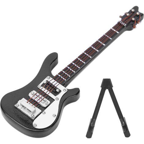 Guitare électrique miniature en bois, modèle réduit d'instrument de musique, décoration, cadeau, noir (1/5)