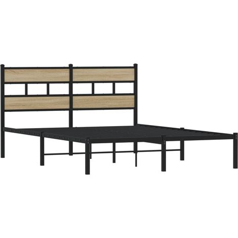 vidaXL Cadre de lit en métal sans matelas chêne sonoma 160x200 cm (1/5)