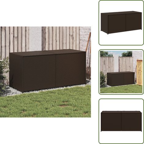 The Living Store Boîte de rangement de jardin marron 283L résine tressée - Boîte De Rangement Jardin - Coffre De Jardin - Rangement Exterieur - Résine Tressée - Polyrotan