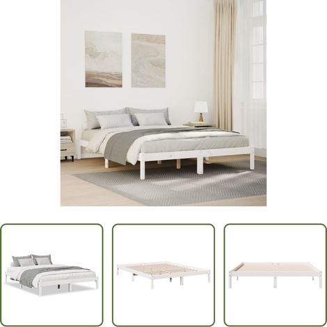 vidaXL Lit en pin - Cadre de lit extra long sans matelas 160x220 cm bois massif pin (1/5)