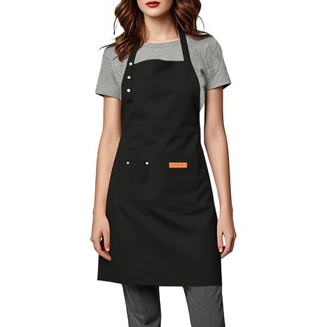 Tablier de cuisine imperméable à l'huile et anti-taches - Idéal pour cuisines domestiques et bars à café luxe - Toutes saisons - Noir - 1 pièce (1/5)