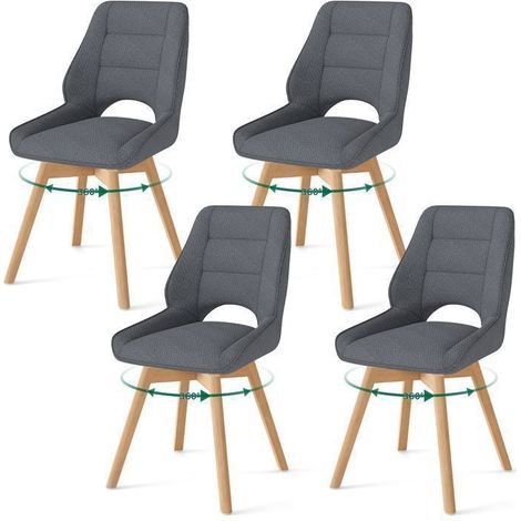 WAFTING Lot de 4 Chaises de Salle à Manger Pivotante, Chaise de Cuisine Scandinave, Pieds en bois massif, Gris Foncé (1/5)