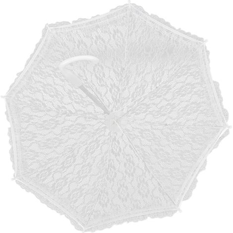 Parapluie de Scène Brodé Dentelle Blanche pour Mariage et Danse (1/5)