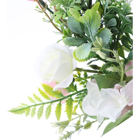 Décoration murale en fer forgé ornée de fleurs et de plantes, couronne en soie artificielle, décoration de porte pour salon, chambre, mariage (1/5)