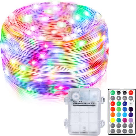 Guirlande lumineuse d'extérieur 50 LED, 5 mètres, étanche, avec télécommande et minuterie, adaptée à une utilisation intérieure et extérieure, fêtes de Noël, balcons, mariages et autres événements [Cl