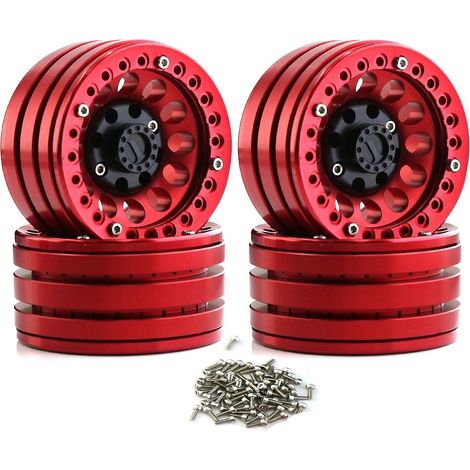 4 Stück Beadlock-Felgen aus Aluminiumlegierung, 1,9 Zoll, Nabenersatz für Axial SCX10 RR10 Wraith
