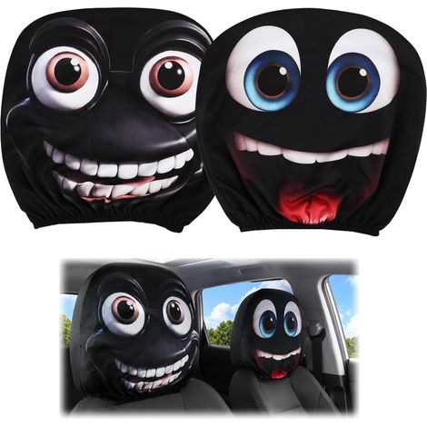 Halloween-Cartoon-Auto-Kopfstützenbezüge, universell, kratzfest, dekorativ, wiederverwendbar, Party- und Heimdekoration, 2er-Pack (1/5)