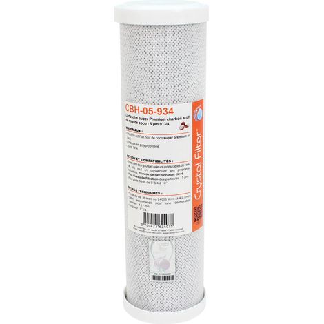 Cartouche Crystal Filter® CBH-05-934 9''3/4 Super Premium charbon actif - 5 µm (1/4)