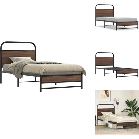 Cadre de lit sans matelas 100x190 cm chêne marron - Cadre De Lit - Cadres De Lit - Meuble De Chambre À Coucher - Lit (1/5)