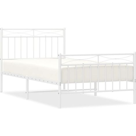 Maison Exclusive - Giroletto con Testiera e Pediera Metallo Bianco 100x190 cm (1/5)
