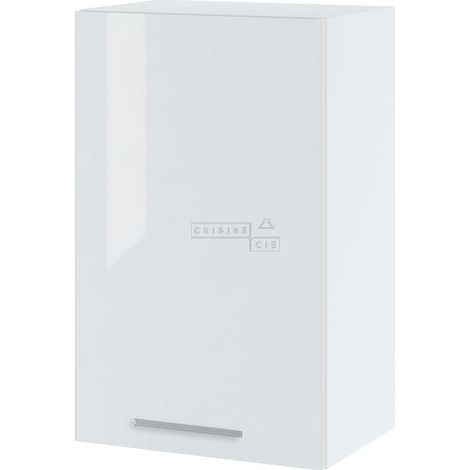 Meuble haut de cuisine Bellissi Blanc Brillant 1 porte L 45 cm -  Porte avec poignée apparente  White