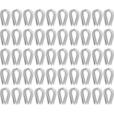 50 Pièces Câble Métallique Cosse Câble Métallique Clips Outils de Gréement de Câble en Acier Inoxydable pour la Construction Navale(M4 (4 mm)) (1/5)