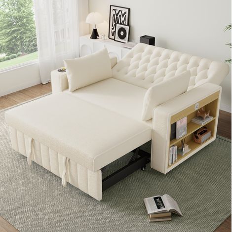 Divano letto 2 posti reclinabile in chenille OKMYHOME (1/5)