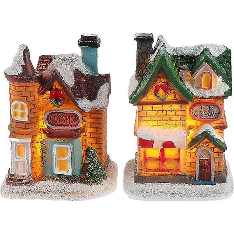 Lot de 2 mini maisons lumineuses de Noël (1/3)