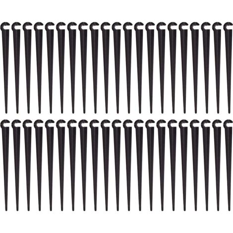 Irrigation Hose Support Stakes Plastic Drip Irrigation Tube Stake Holder Gardening Tool, 100 Pack