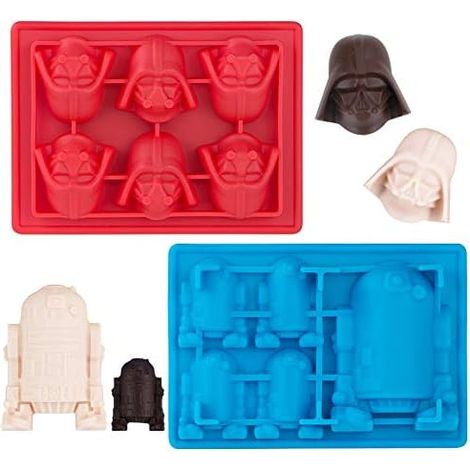 Moule à glaçons en silicone (avec des motifs de Dark Vador et R2-D2), adapté à la réalisation de décorations de gâteaux, gelées, biscuits, bougies et bombes de bain. (1/5)