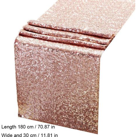 Chemin de table à paillettes scintillantes 30 x 180 cm, idéal pour mariage, fête ou Noël. Décoration de table. (1/5)