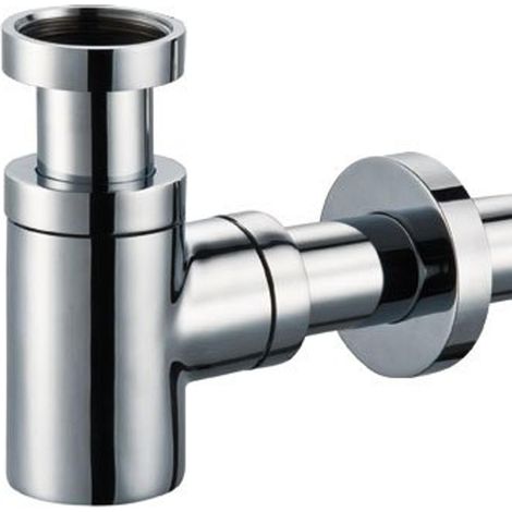 Plieger siphon design raccourci rond 5/4 avec tube de paroi de 30cm et rosace en acier inoxydable