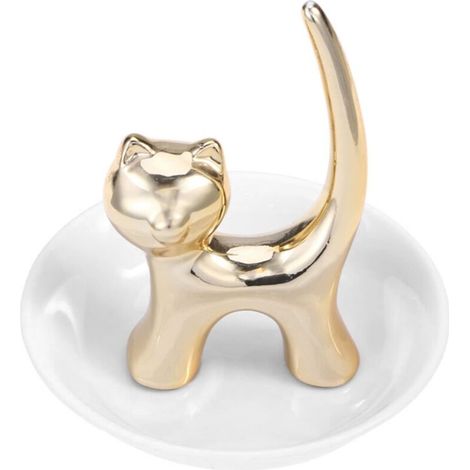 Plateau à bijoux en forme de chat, porte-bagues, bijoux, bracelets, boucles d'oreilles, rangement A