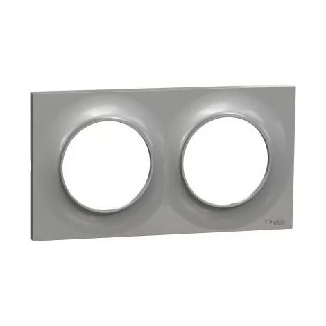 Schneider S520704E Plate Odace Styl - Aluminium - Double horizontal / vertical 71mm