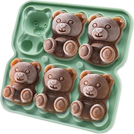 Bac à Glaçons en Silicone, Moule à Glaçons 3D en Forme d'ours avec Couvercle,Grand Machine à Glace Mignons Pour Cocktail, Whisky, Boisson Froide,Chocolats, Bonbons,6 Moule À Glaçons Ours,6 Moule À Gla (1/5)