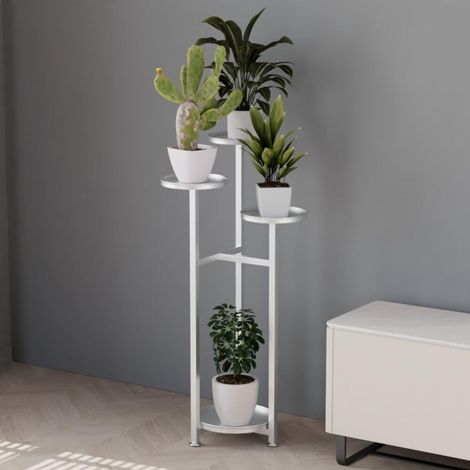 Support pour plantes en métal à plusieurs étages - Étagère à fleurs - Escalier de plantes pour coin de la pièce, salon, balcon, terrasse, cour, blanc - 100 cm (1/4)