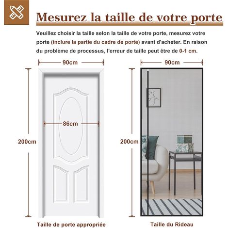 90 x 200 cm Moustiquaire Rideau À Fermeture Aimantée Réversible À Ouverture Latérale Gauche Et Droit Maille Anti-Insectes Noir (1/5)