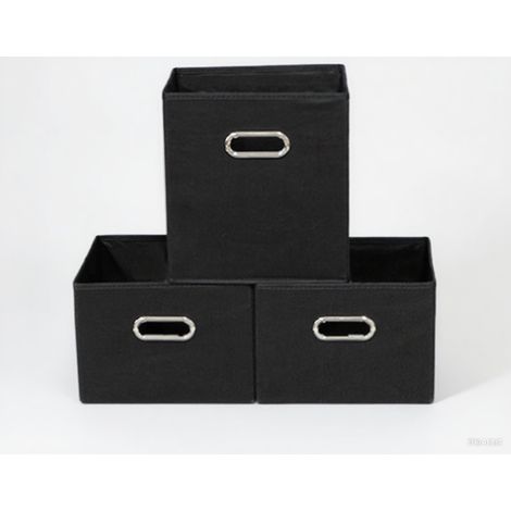 Boîtes de rangement pliables, idéales pour organiser les étagères de penderie. 3Une pièce, noire