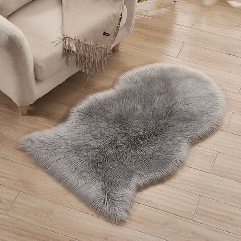 Unregelmäßig geformter Teppich, warmer Bodenteppich für Schlafzimmer, Erkerfensterteppich, Bürostuhlkissen, Sofakissen, dick und warm, 60 x 120 cm (hellgrau)