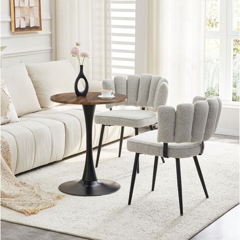 Ensemble table et chaises rondes 60 cm, 1 table MDF et 2 chaises gris clair DESVIAE (1/5)