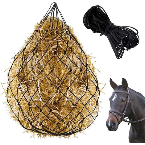 1 filet à foin ultra lent, 101,6 cm, noir, grand filet à foin pour cheval et remorque, simule le pâturage, réduit les déchets (1/5)