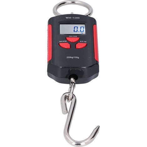 Balance de levage 200 kg, pèse-personne électronique portable à crochet avec rétroéclairage HD (rouge/noir) (1/5)