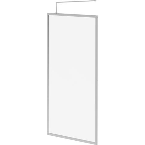 Pacco 8mm Clear Glass Polished Chrome 1850mm x 1000mm Fully Framed Walk In Shower Screen including Wall Channel and Support Bar (1/5)
