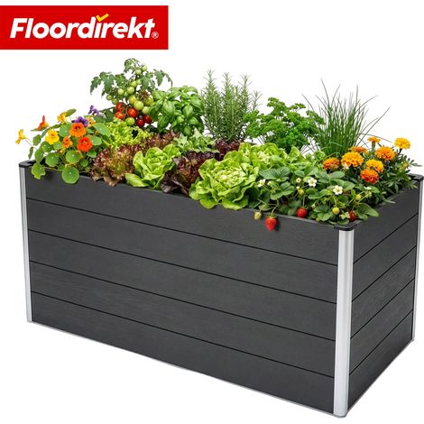WPC-Hochbeet Kasos 150 x 70 x 75 cm Anthrazit Wetterfest, rückenschonend & langlebig Offener Boden gegen Staunässe (1/4)