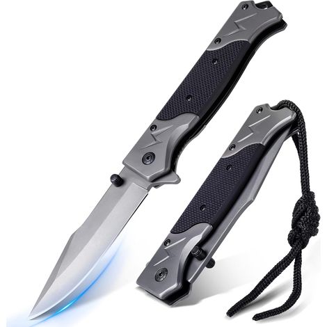 Couteau Pliant en Acier Inoxydable, Couteau de Poche pour Homme, Couteau Personnalisé Homme EDC avec Clip de Poche
