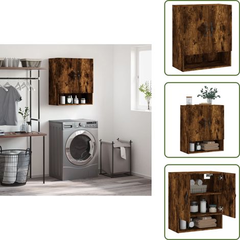 The Living Store Armadietto a Muro Rovere Fumo 60x31x70 cm in Legno Multistrato - Armadio a muro