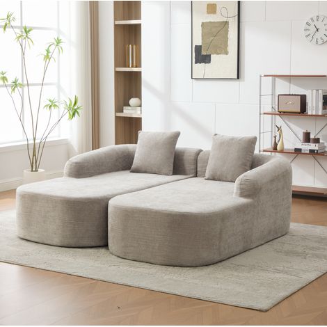 Sofá modular de chenilla, chaise longue, sin montaje, color gris (1/5)