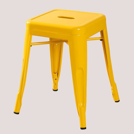 Pack de 2 tabourets bas empilables en acier Lix 45 cm SKLUM Jaune Freesia (1/5)