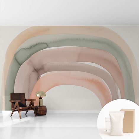 Newroom Tapete Dekorative Vliestapete mit Kleber Modern für Wohnzimmer Schlafzimmer Regenbogenbögen 416x254 cm (1/5)