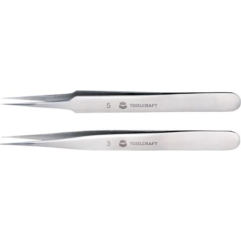 TOOLCRAFT TO-5861034 Jeu de pinces brucelles 2 pièces pointue, très fine 120 mm (1/5)