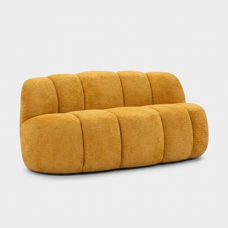 Sofá pequeño tapizado de poliéster para salón Ball - Amarillo (1/5)