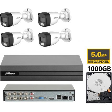 KIT videosorveglianza analogico Dahua DVR XVR 8 canali 4K 4 telecamere dual light microfono 5 MP hdd 1TB