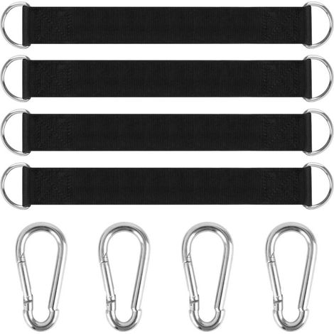 Lot de 4 fixations pour hamac, balançoire, fauteuil suspendu avec 4 mousquetons de suspension de qualité supérieure pour l'intérieur et l'extérieur. (1/5)